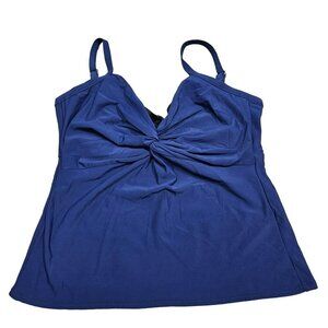Miraclesuit Womens 18DD Blue Tankini Top With Built-In Bra & Adjustable‎ Straps